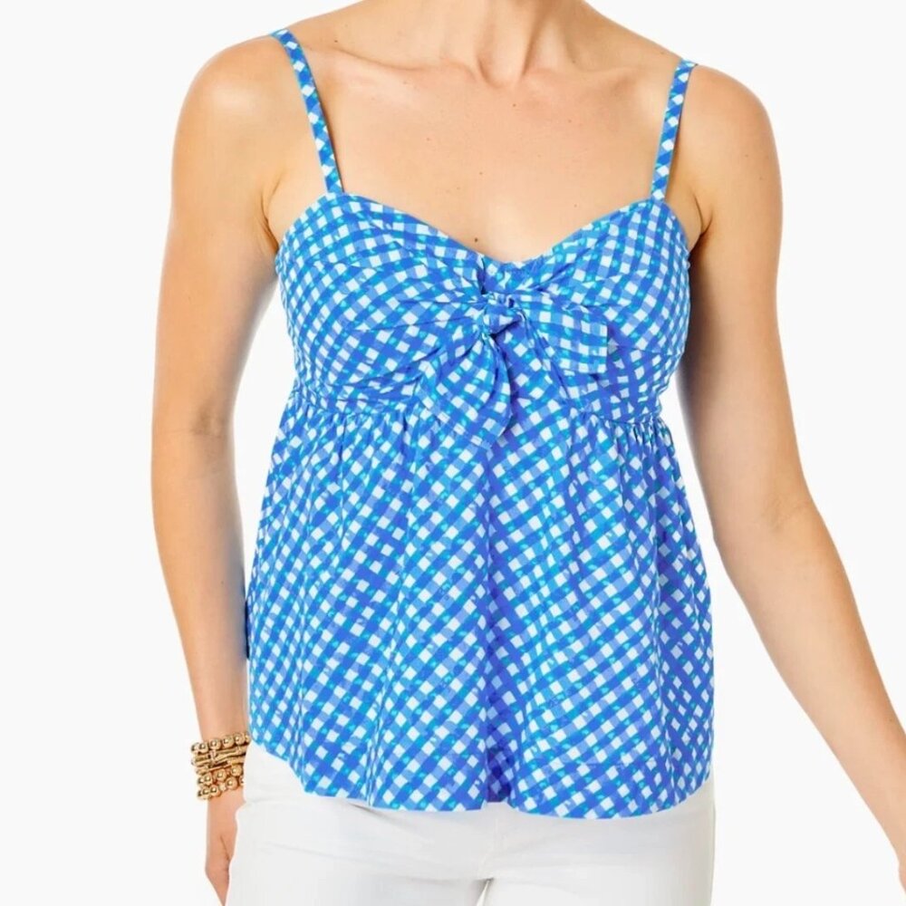 NWOT Lilly Pulitzer Blue and White Gingham Top